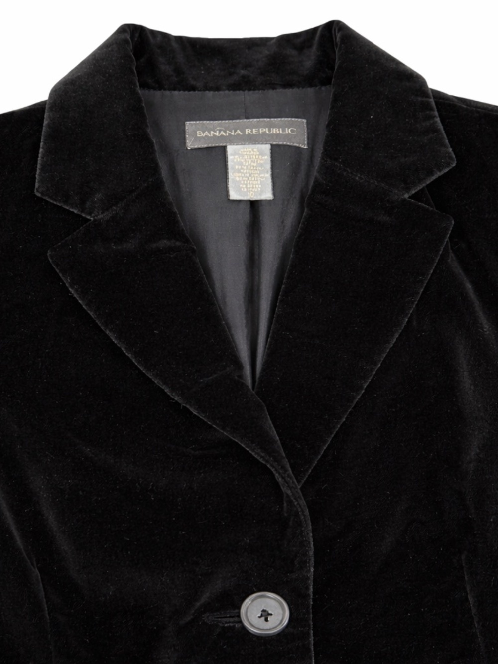 Banana Republic Black Velvet Blazer Size 10 Tailored Classic - Picture 6 of 8